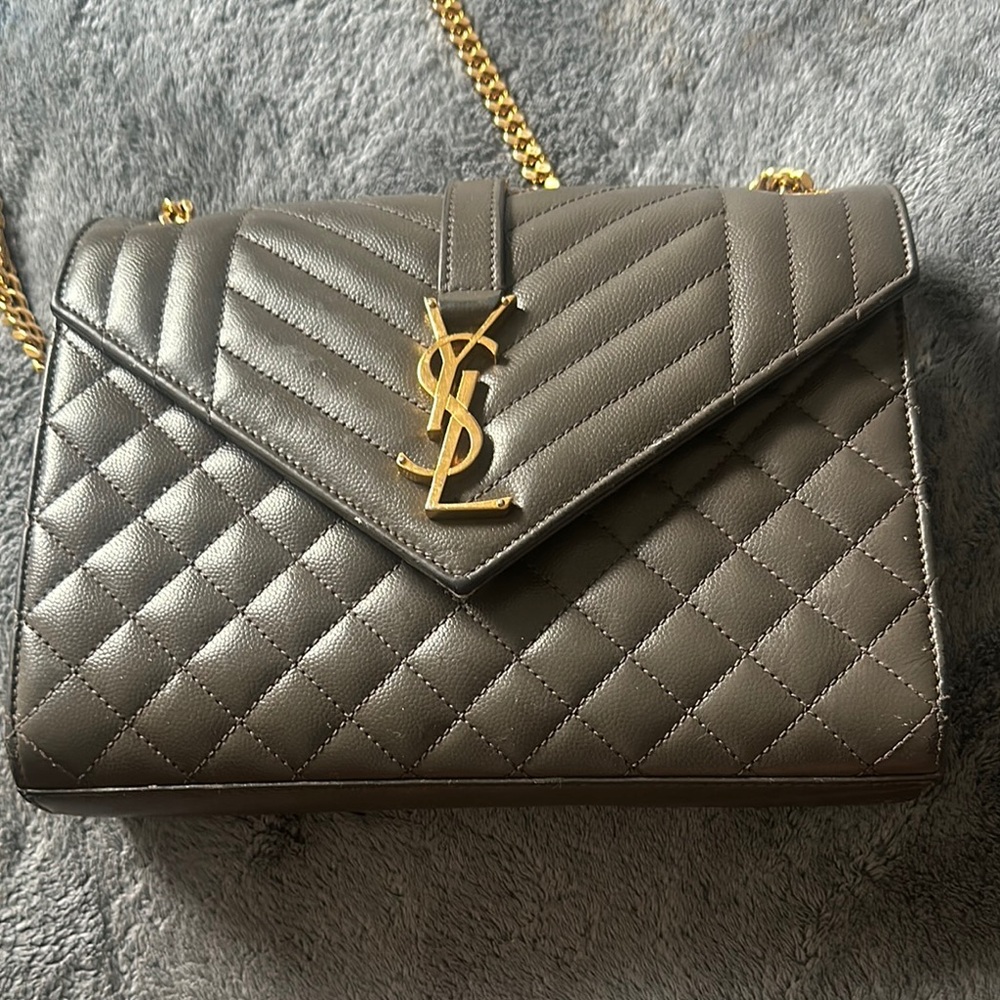 Yves Saint Laurent Gray Quilted Leather Shoulder Bag